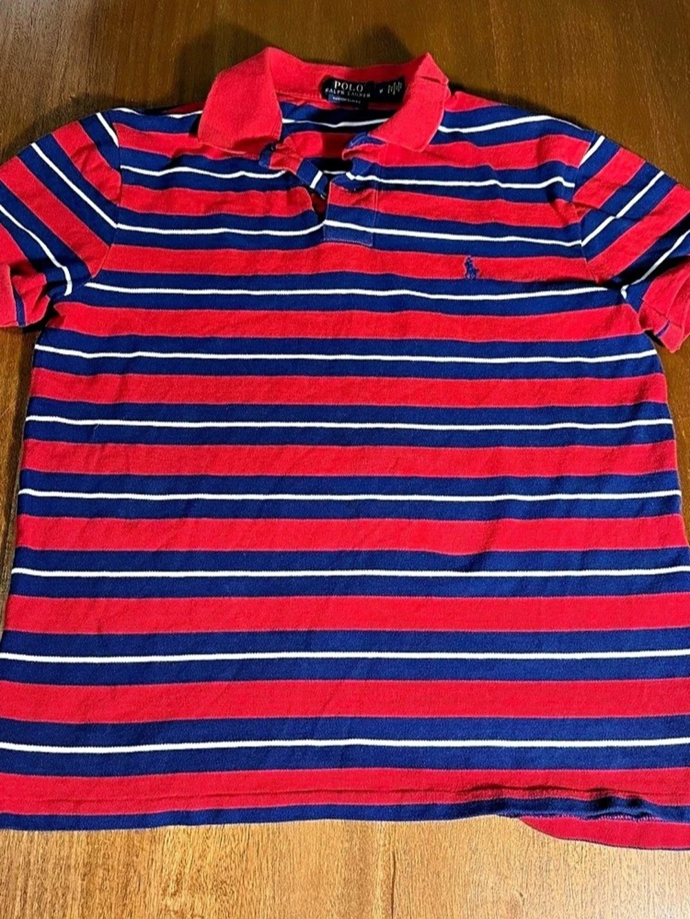 Polo Ralph Lauren Custom Slim Fit Striped Polo in Red & Blue Size Medium
